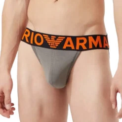 Giorgio Armani Emporio Armani - Mega Logo Jockstrap - Pewter -Underwear Speedo 63222 F2 33253.1669947205