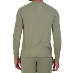 Wood - Long Sleeve Henley Lounge Shirt - Olive -Underwear Speedo 66454 LSB 46067.1666133429