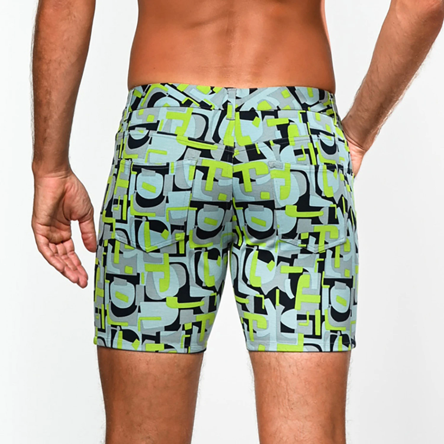 St33le Limited Edition 5” Stretch Knit Shorts - Pear Sky Pop Art 5 St33le Limited Edition 5” Stretch Knit Shorts - Pear Sky Pop Art - Image 3