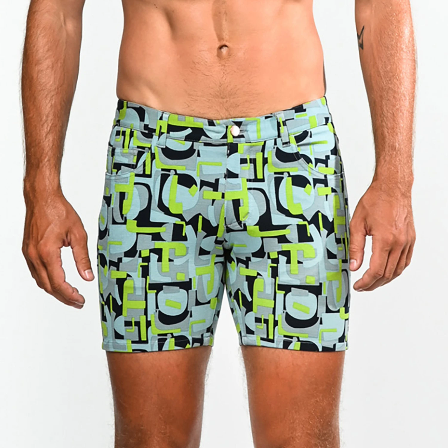 St33le Limited Edition 5” Stretch Knit Shorts - Pear Sky Pop Art 3 St33le Limited Edition 5” Stretch Knit Shorts - Pear Sky Pop Art