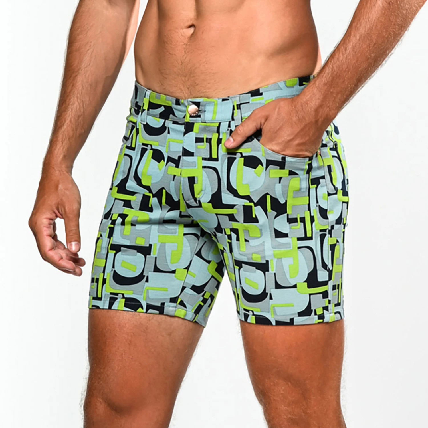 St33le Limited Edition 5” Stretch Knit Shorts - Pear Sky Pop Art 4 St33le Limited Edition 5” Stretch Knit Shorts - Pear Sky Pop Art - Image 2