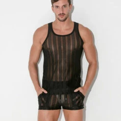 Code 22 - Mesh Pinstripe Tank Top - Black 7 Code 22 - Mesh Pinstripe Tank Top - Black -Underwear Speedo 68566 LS 68668.1684208041