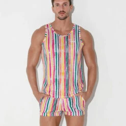 Code 22 - Vivid Print Tank Top - Orange Stripes -Underwear Speedo 68570 D 20304.1684206940