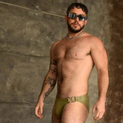 Chris Turk - Glitter Clasp Swim Brief - Olive Glitter -Underwear Speedo 68894 LS 10741.1684979681