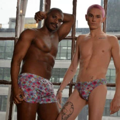 Chris Turk - Groovy Floral Swim Trunk - Blue -Underwear Speedo 68927 LS2 41682.1685053574