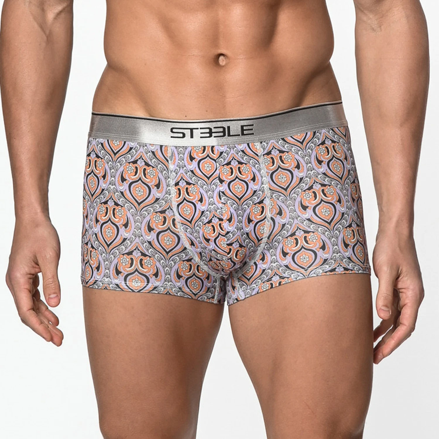 St33le - Microfiber Print Low Rise Trunk - Navy/Amber Baroque 3 St33le - Microfiber Print Low Rise Trunk - Navy/Amber Baroque