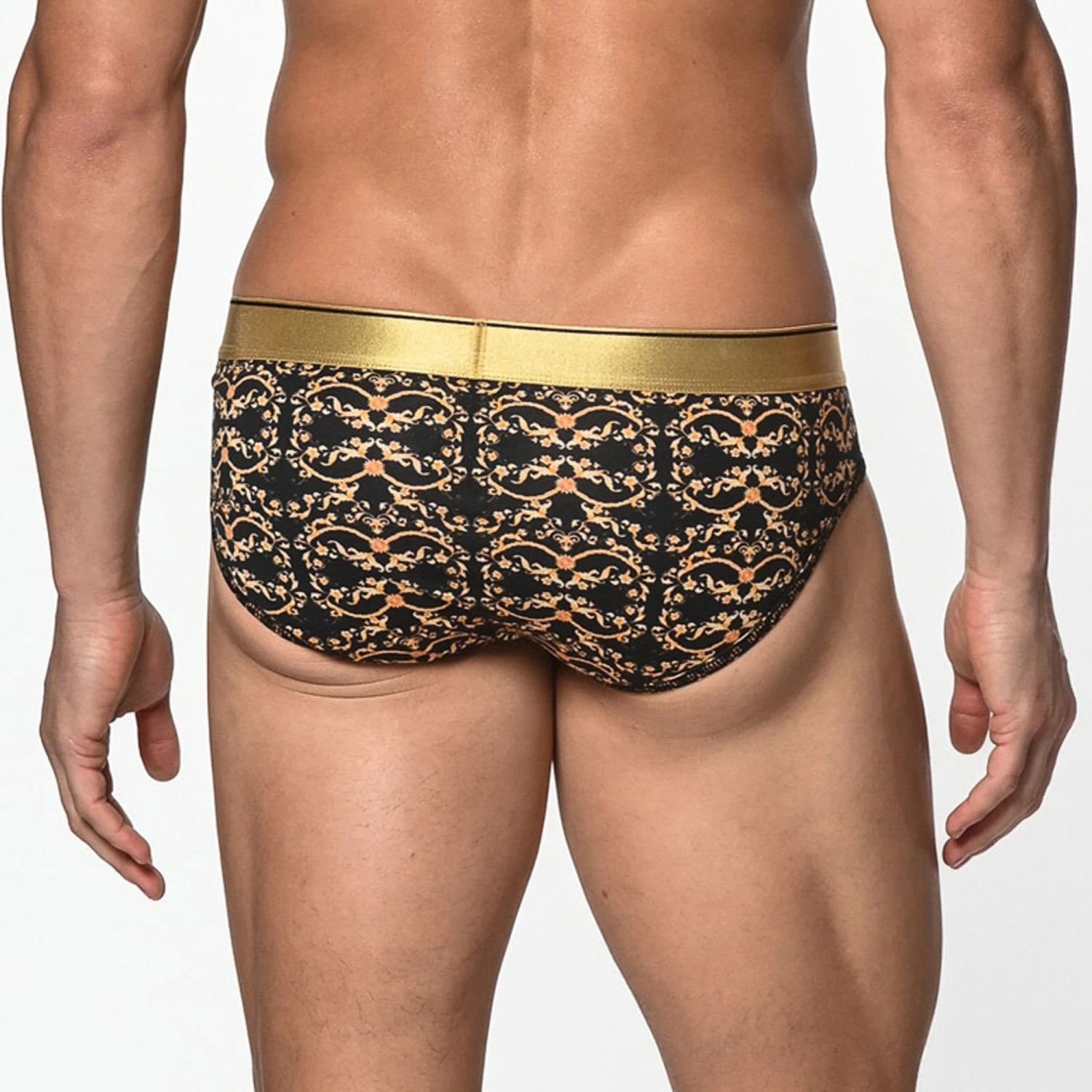 St33le - Cotton Print Low Rise Brief - Black/Gold Filigree 4 St33le - Cotton Print Low Rise Brief - Black/Gold Filigree - Image 2
