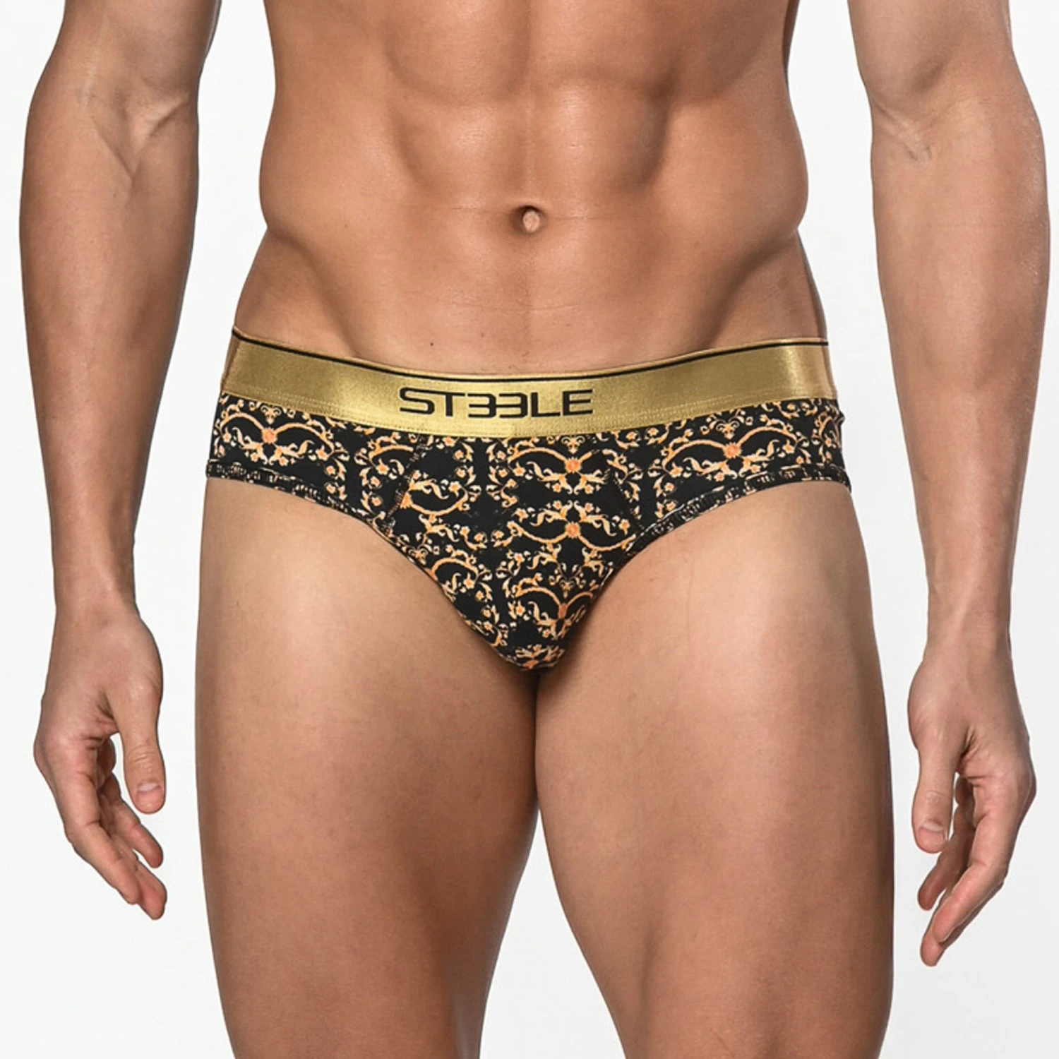 St33le - Cotton Print Low Rise Brief - Black/Gold Filigree 3 St33le - Cotton Print Low Rise Brief - Black/Gold Filigree