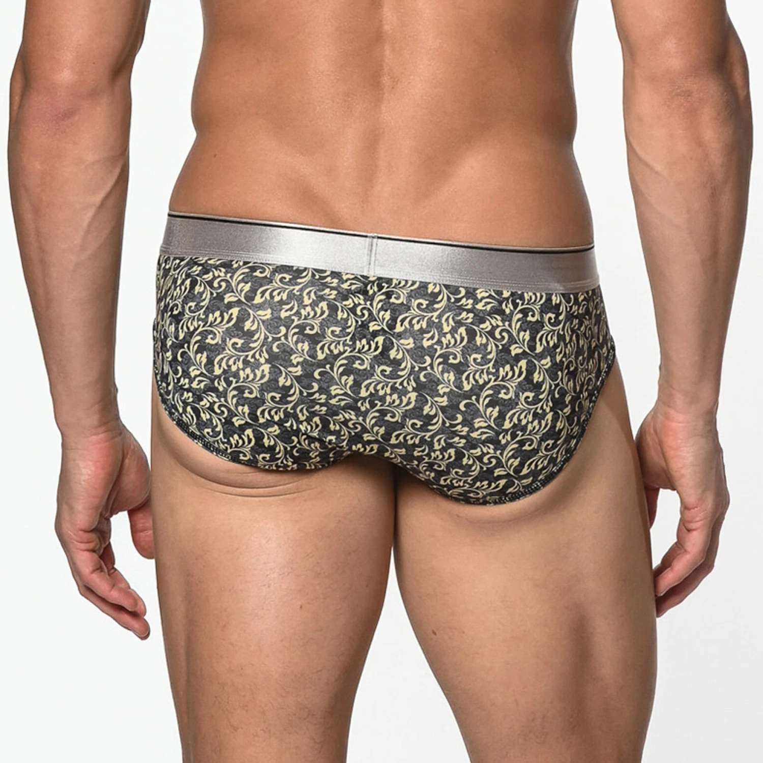 St33le - Microfiber Print Low Rise Brief - Black/Yellow Leaves 4 St33le - Microfiber Print Low Rise Brief - Black/Yellow Leaves - Image 2