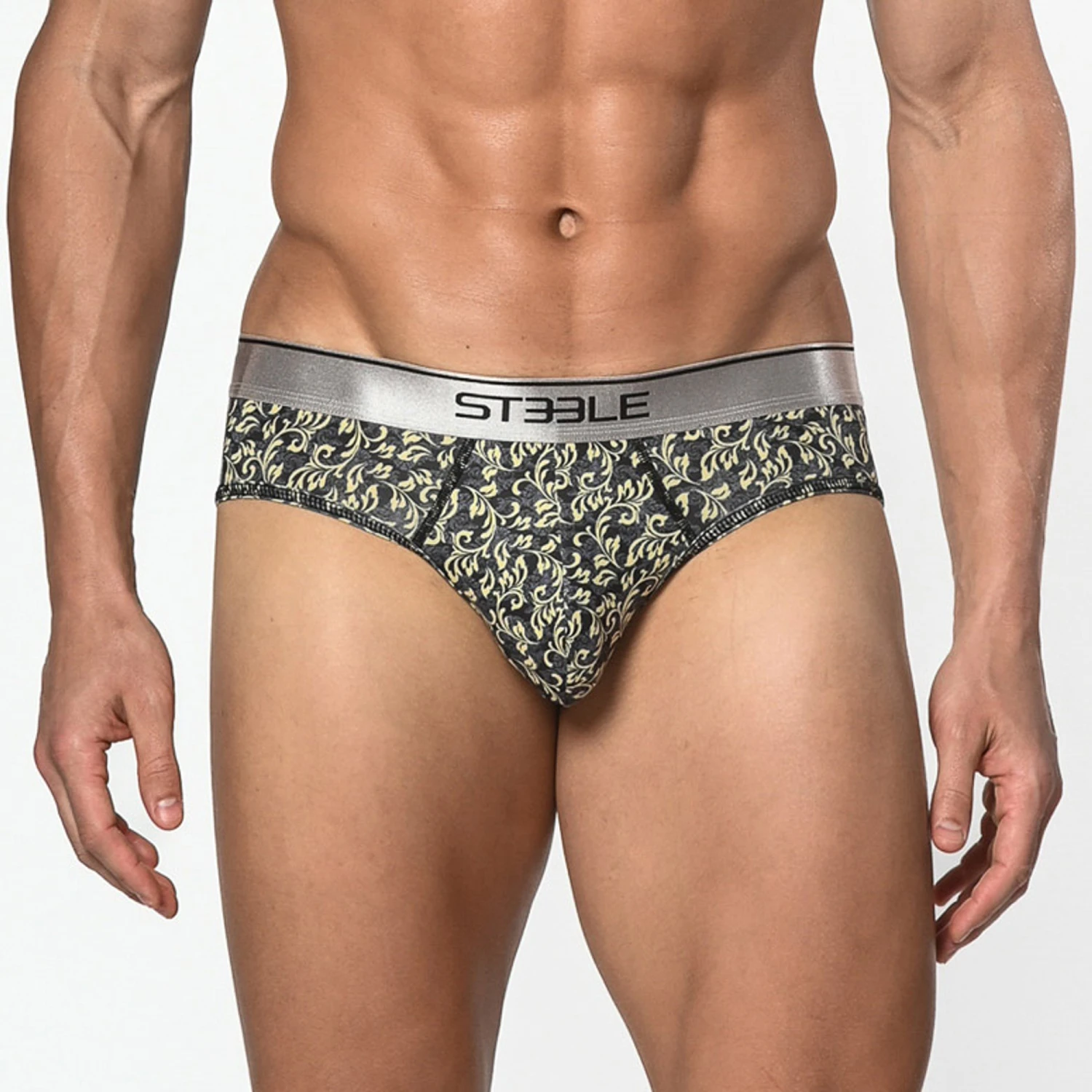 St33le - Microfiber Print Low Rise Brief - Black/Yellow Leaves 3 St33le - Microfiber Print Low Rise Brief - Black/Yellow Leaves