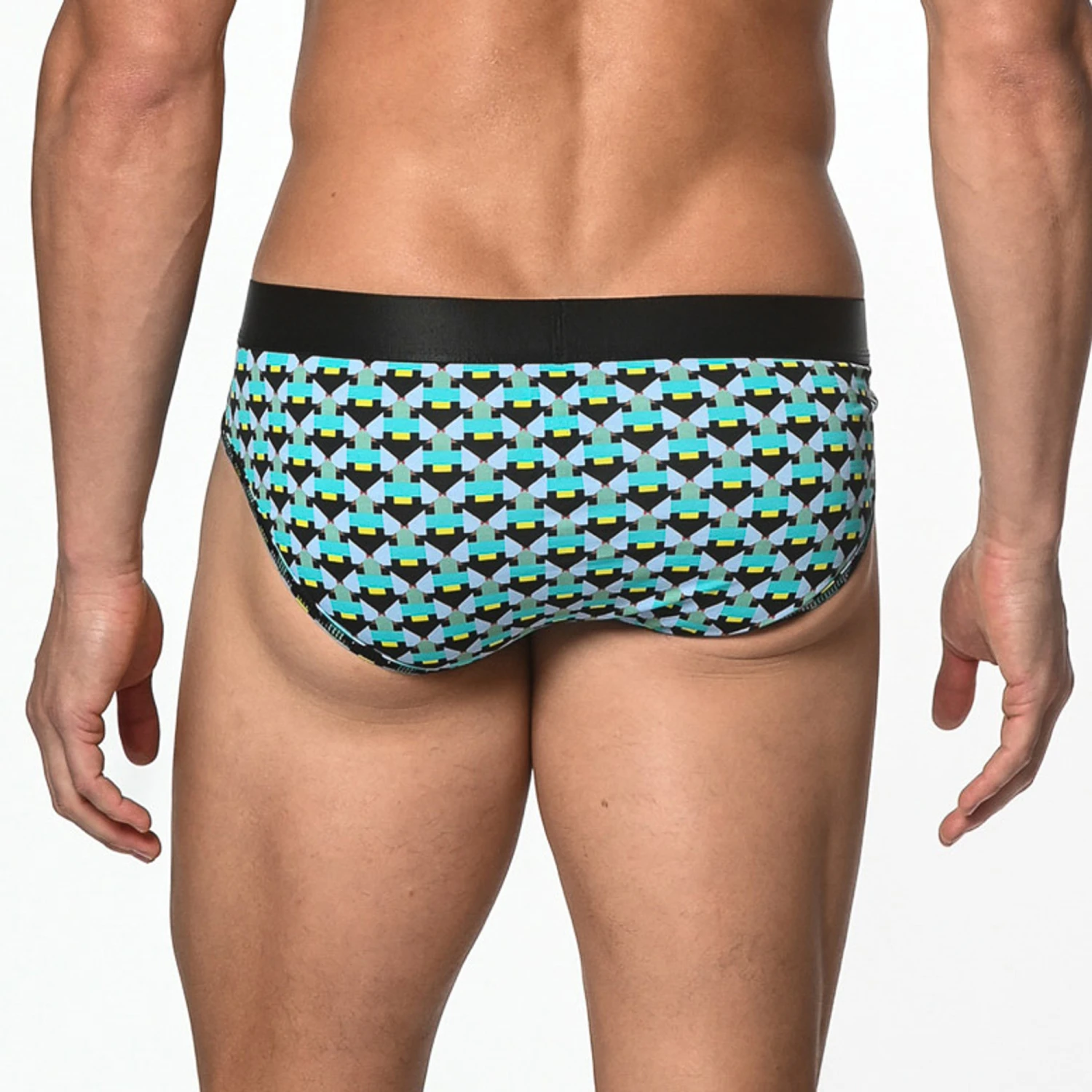 St33le - Cotton Print Low Rise Brief - Aqua/Periwinkle Matrix 4 St33le - Cotton Print Low Rise Brief - Aqua/Periwinkle Matrix - Image 2