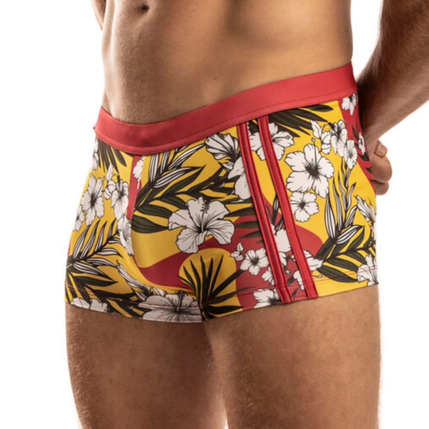 Jack Adams - Bali Swim Trunk - Hibiscus Palm/Red 3 Jack Adams - Bali Swim Trunk - Hibiscus Palm/Red
